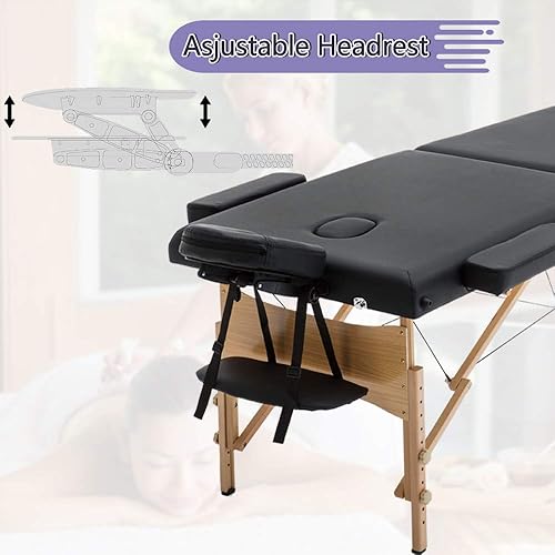 Miniatura 6 de Dkeli Mesa de masaje de piel sintética, cama de spa, portátil, plegable, de 73 pulgadas de largo, 28 pulgadas de ancho, cama de masaje profesional