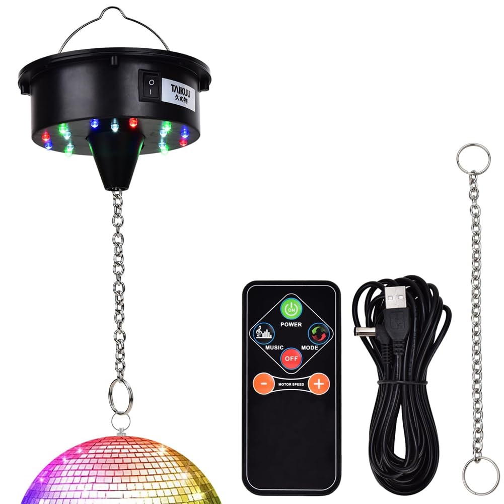 Diskokugel-Motorlichter mit Fernbedienung, 3-15 Min Einstellbarer Spinner, 18 LEDs für 8 10 12 16 20 24 Duty Spiegelkugelmotor