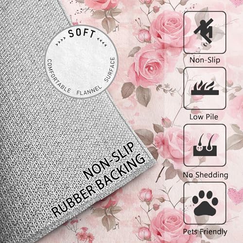 Tapete Floral 3x5 Soft Antideslizante Lavable Rosado miniatura 3