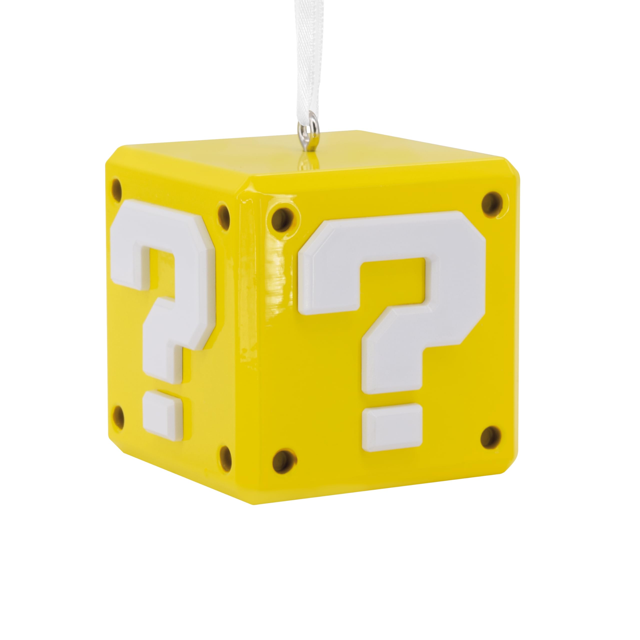 Super Mario Bros. Yellow/Black/White Hallmark Question Mark ? Block Premium Metal Ornament, Super Mario Tree Decoration, Nintendo, Christmas Hanging Ornament, Gifts For Christmas
