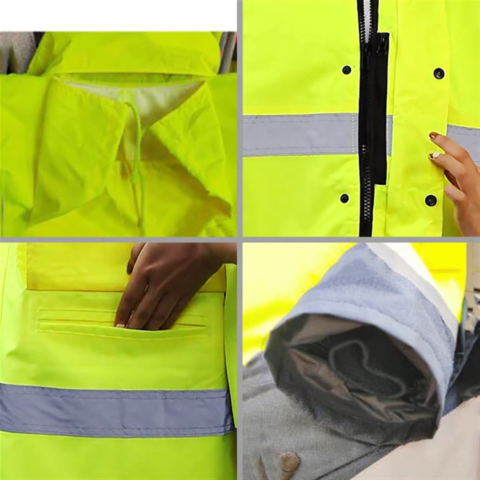 Hi Vis odblaskowa kurtka ochronna o wysokiej widoczności, zimowa wodoodporna, długa odzież robocza, ocieplana podszewką bawełnianą, skórzany kapelusz, standardowe paski odblaskowe klasy 2 (Col