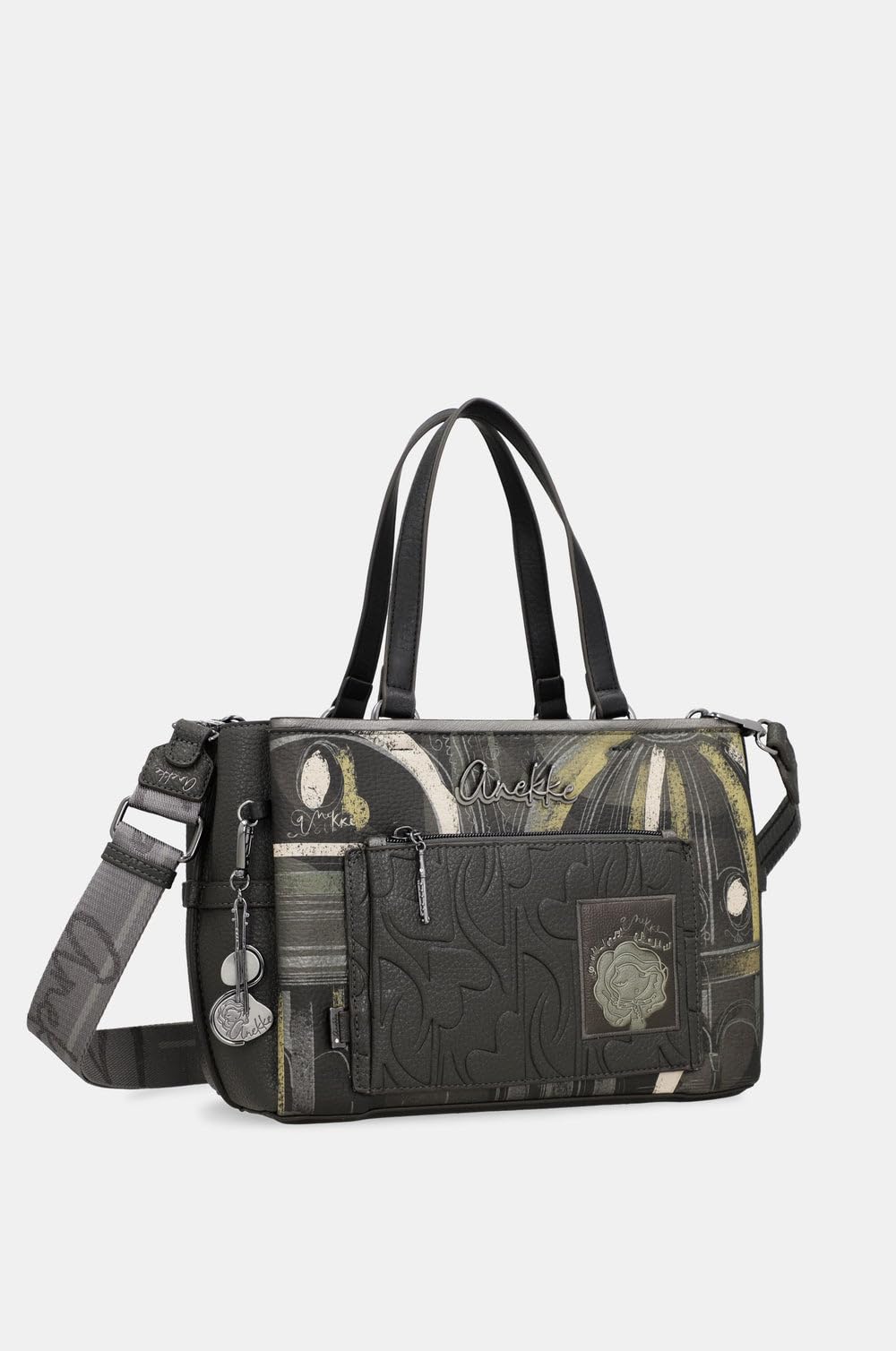 Anekke Borsa Media Melody con Manico Corto e Tracolla | 32x21x12 cm, Chiusura a Cerniera, Tasche Multiple, Esterno in Poliestere, Interno in PU