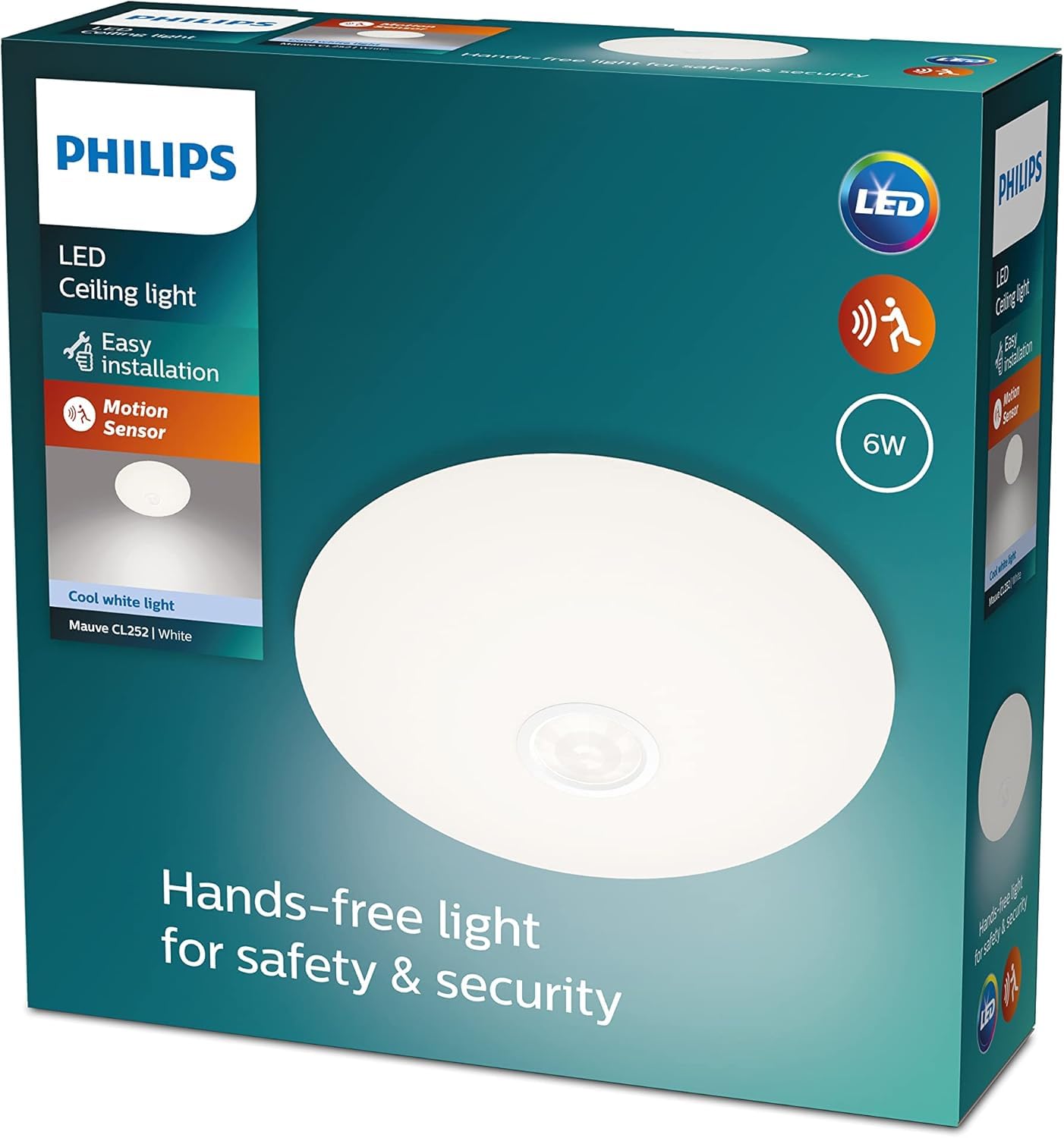 PHILIPS LED Mauve Deckenleuchte mit integrierter Bewegungsmelder, 16W, Weiß