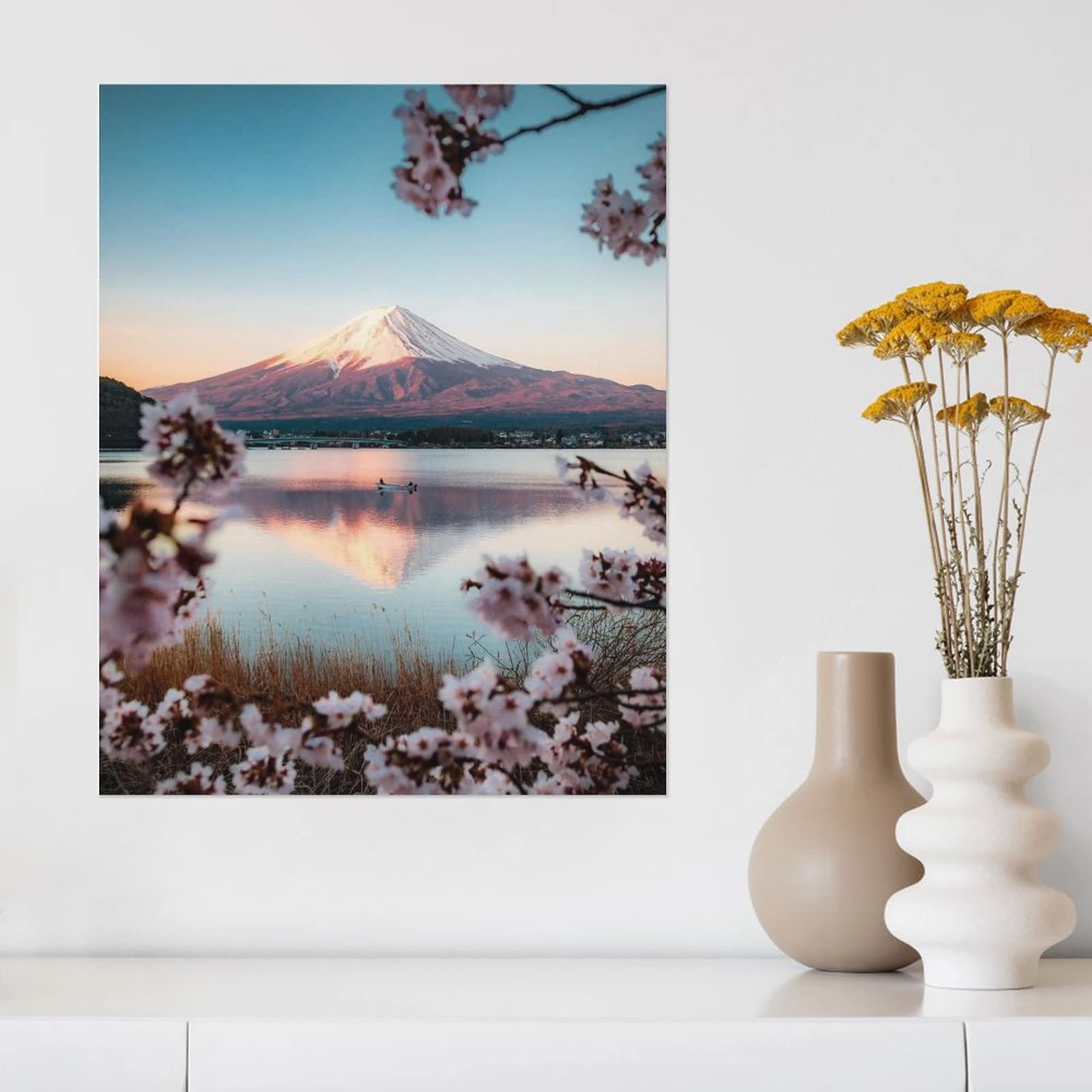 富士山絵画 油絵 油彩 風景画 河口湖からの桜富士 F6 WB252