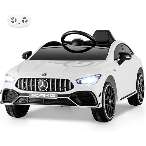 Costzon Ride on Car, 12V Licensed Mercedes-Benz Kids’ Electric Vehicles with Parent Remote, Rocking Function, Music & Horn, LED Headlights & Soft Start, Battery Powered Kids Car Toy for Ages 3+(White)