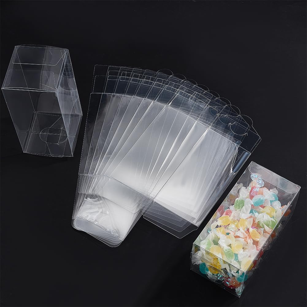 NBEADS 24 Boîtes Cadeaux Transparentes En PVC 6x6x18cm - Boîtes De Faveurs Mariage Et Fêtes Pour Chocolats Et Bonbons