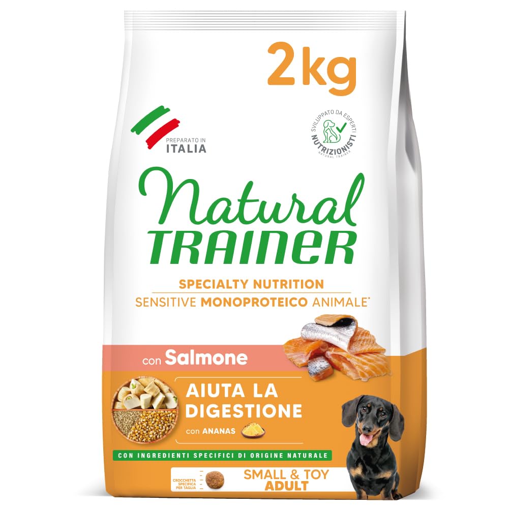 Trainer Sensitive No Gluten Smalltoy Adult Con Salmone E Cereali Integrali, Agnello, 2 kg