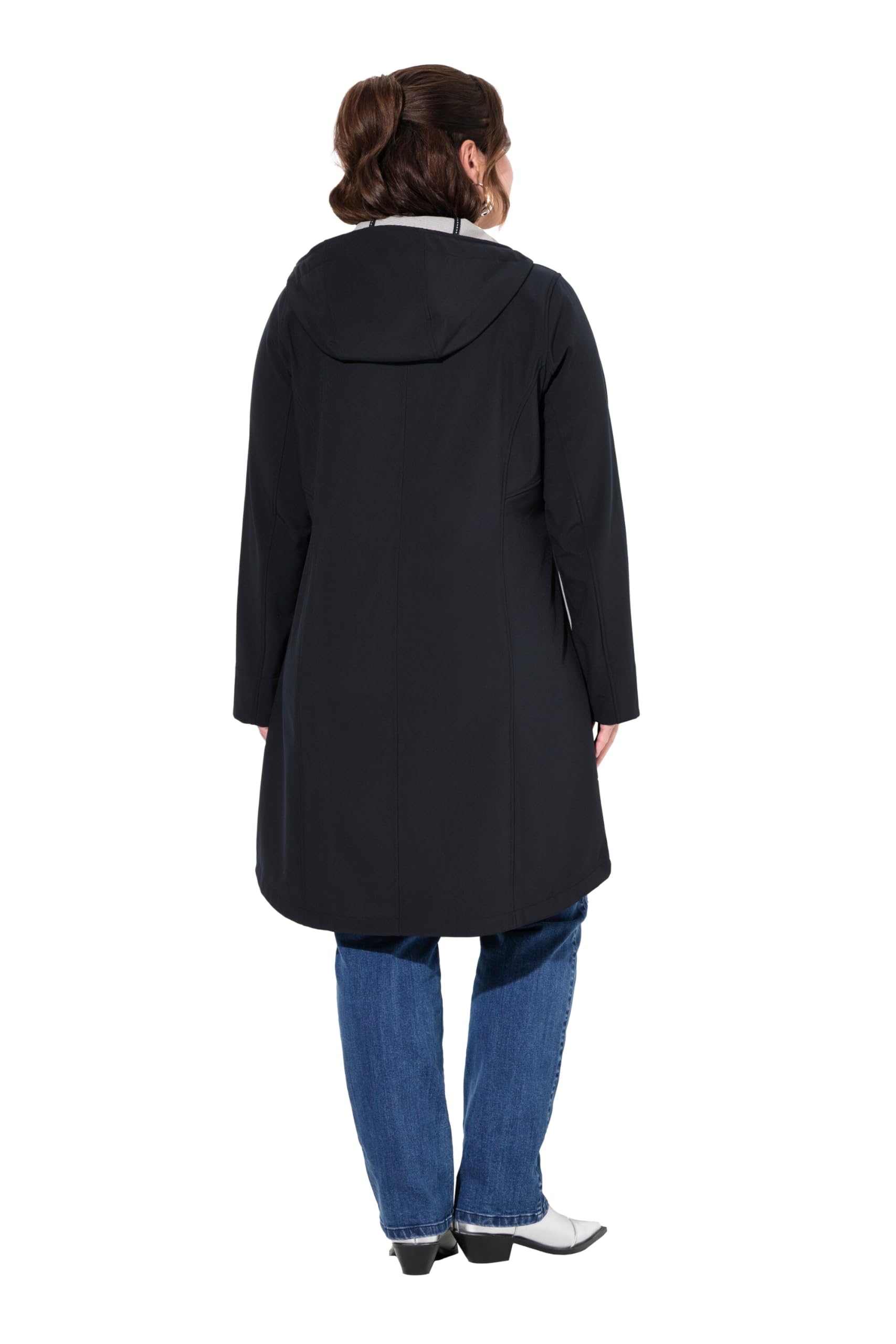 Ulla Popken Damen Hyprar Softshell-longjacke, Wasserabweisend, Kapuze Longjacke