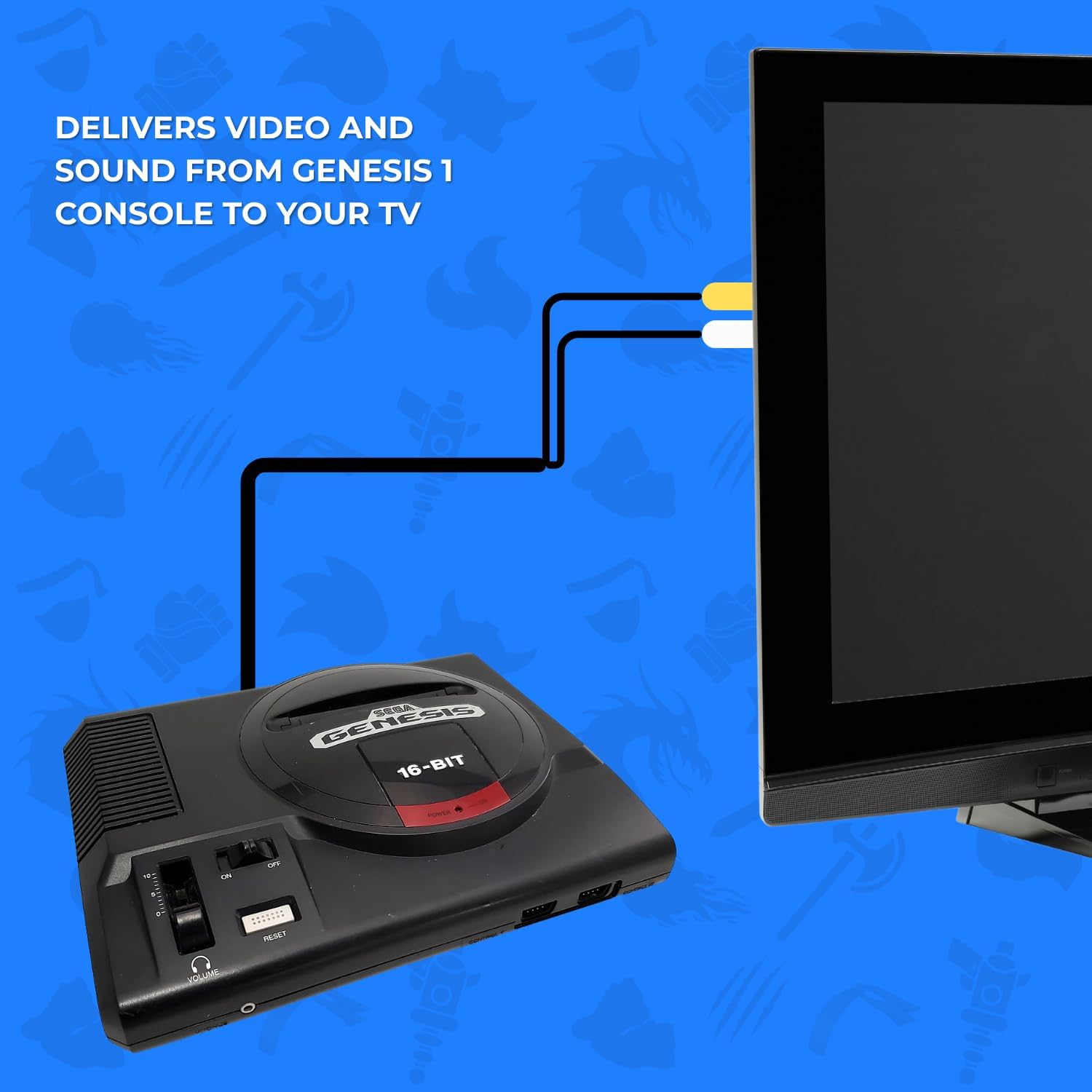 Old Skool Sega Genesis 1 標準AVケーブル RCA接続コード - 6フィート