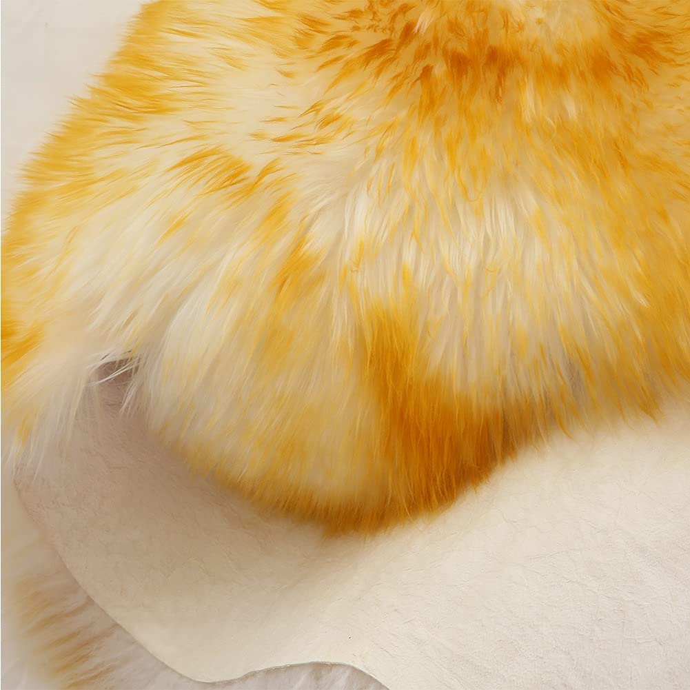 Grand tapis en peau de mouton véritable – Jeté en peau de mouton douce pour salon et chambre à coucher, 150 x 200 cm, couleur naturelle et confortable, décoration d'intérieur