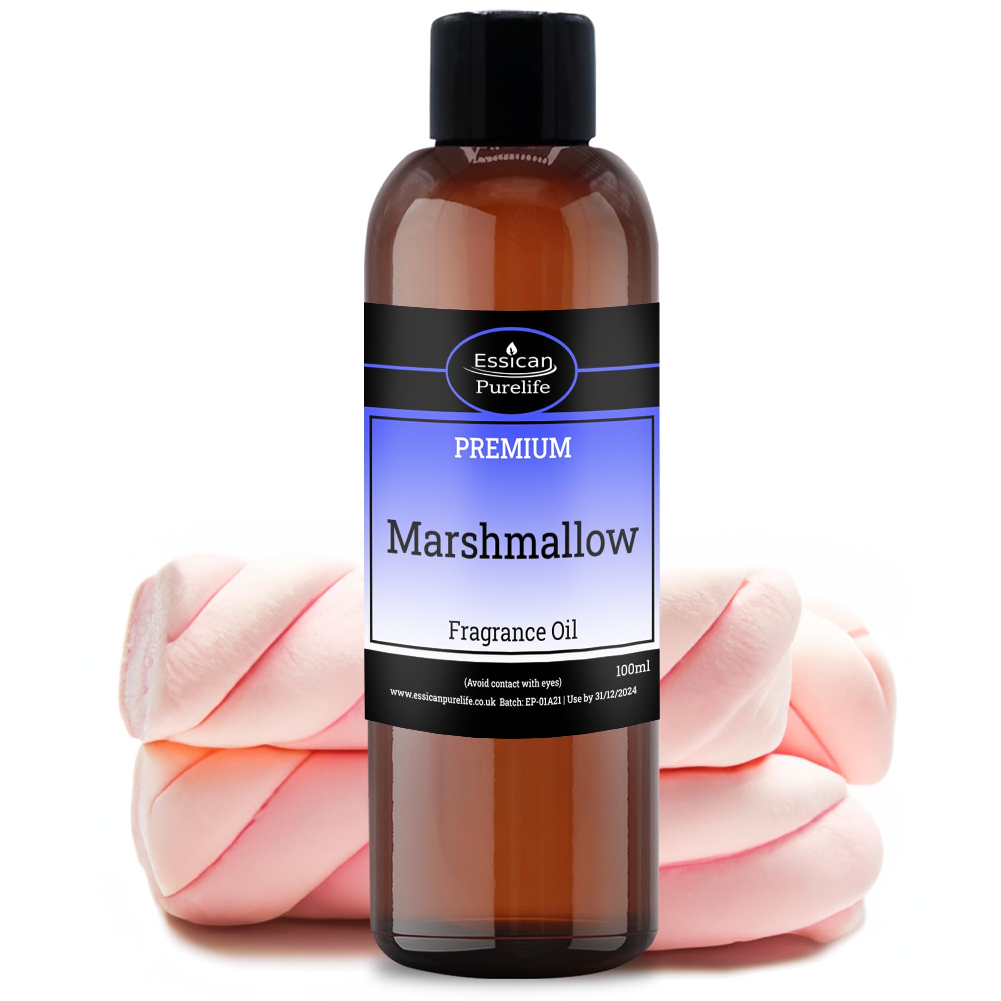 Marshmallow Fragrance Oil, for Aromatherapy, Wax Melt, Fragrance Oils for Diffuser, Soap, Bath Bomb Making, Potpourri, Slime & Cosmetic - Candle Fragrance Oil, Scented Oils for Burners, Vegan - 100ml