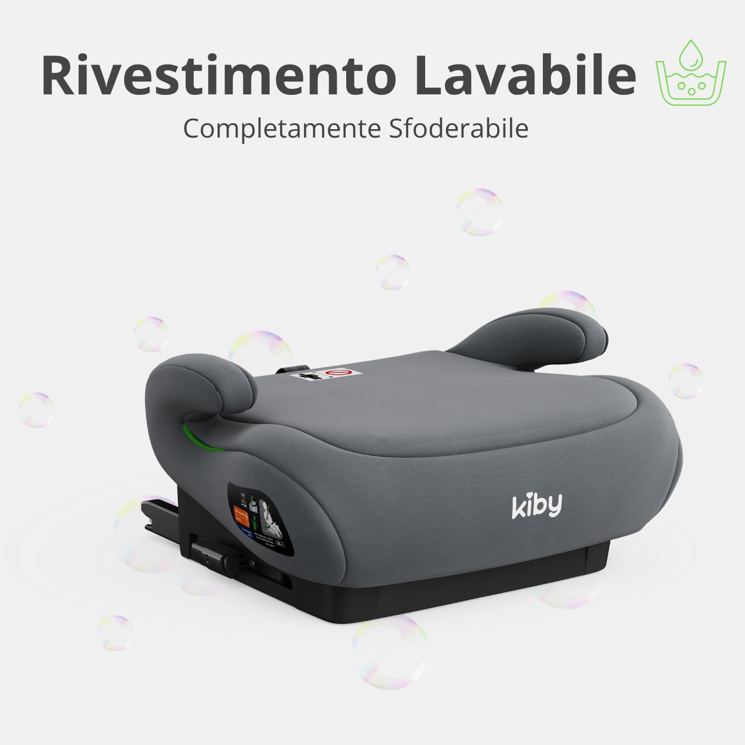 Kiby® Seggiolino Auto Alzabimbo Booster Fix, Alzatina 125-150 Cm I-Size R129