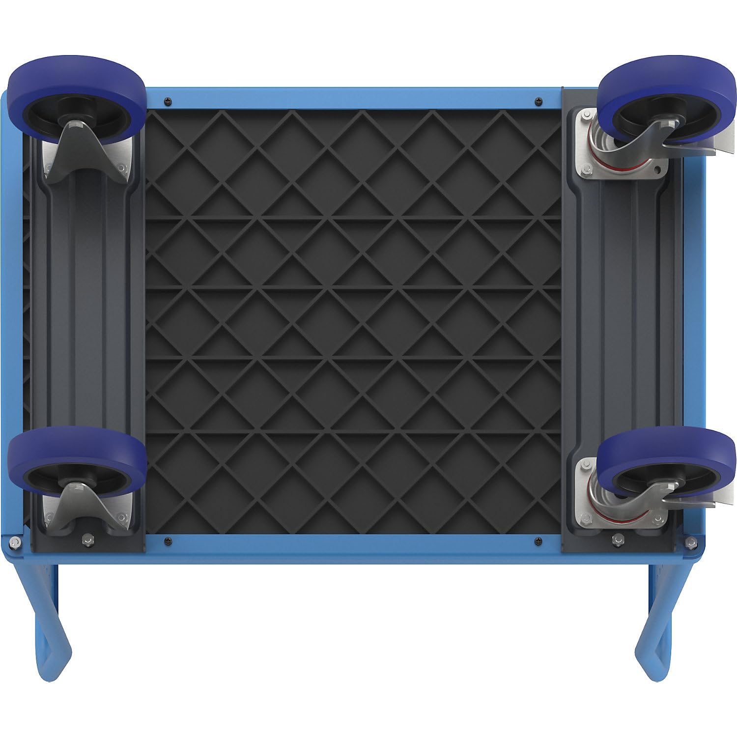 eurokraft pro | Plattformwagen | Mit 3 hohen Lochblechwänden, LxB 1050 x 700 mm, Vollelastik