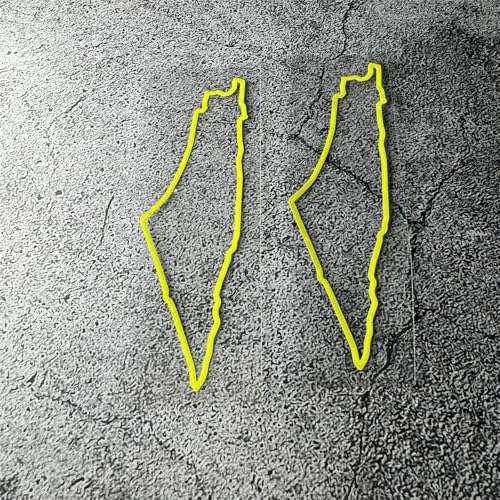 Image of Car Styling Vinyl Decals Palestine Palestinian Map Outline Silhouett Tape Auto Door Body Window Stickers 2PCS (Fluorescent Yellow, 100x35mm)