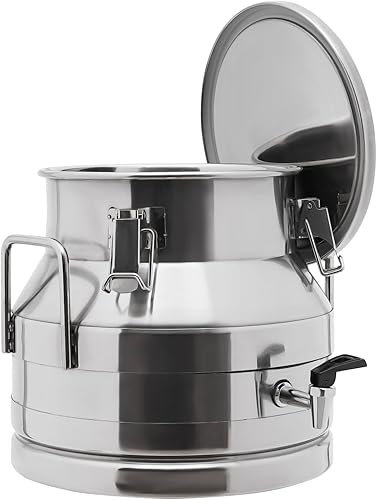 Miniatura 19 de LOYALHEARTDY Lata de leche de 10L/2.64 galones, latas de transporte de leche de acero inoxidable, cubo de vino, jarra, jarra de aceite, barril de