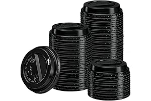 GUSTO Disposable Plastic Black Dome Lids For Coffee Cups