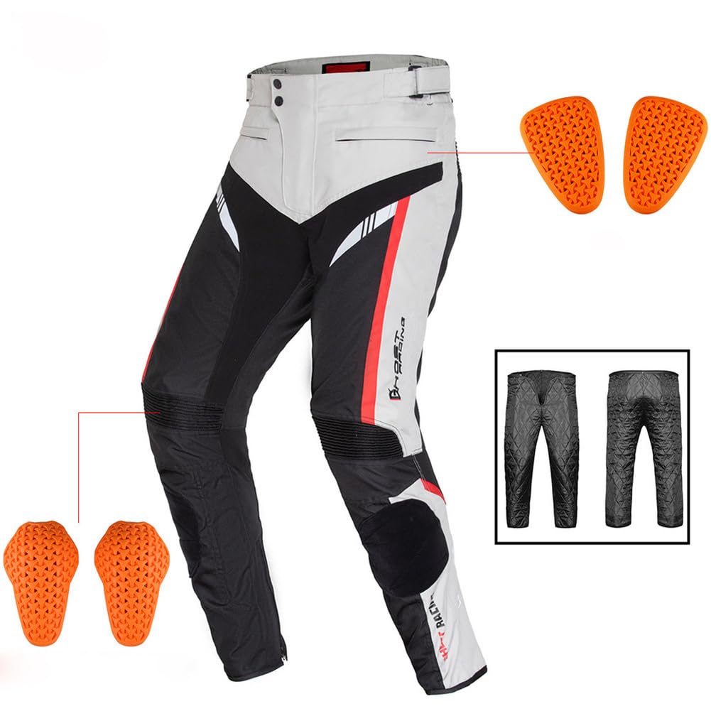 Pantalones de Moto Hombre con Protecciones, Pantalones Hombre Moto con Forro Protector con 4 Almohadillas Protectoras ExtraíBles, Pantalon Moto Hombre con Protecciones