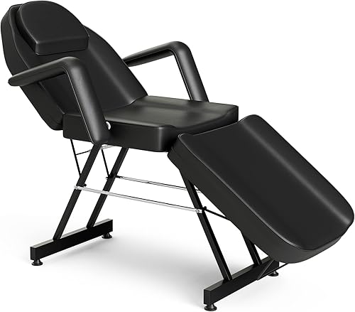 OKAKOPA Silla de cama de tatuaje profesional, ajustable, multiusos, negro, para examen, mesa de examen, mesa de cama de microblading facial, silla