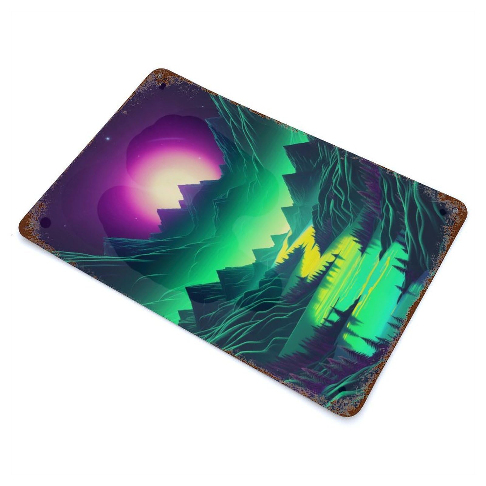 Synthwave Abstract Odyssey Decorative Tin Sign 11.8"x7.9", for Bistro, Counter And Cafe Decor, Retro Wall Decor