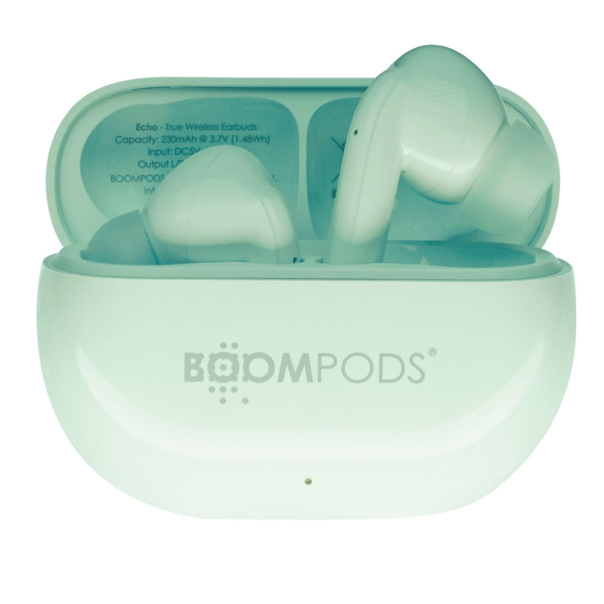 Boompods Echobuds Gerçek Kablosuz Kulaklık - Dahili Mikrofonlu Bluetooth Kulak Tomurcukları, 19 Saat Çalma Süresi, Geri Dönüştürülmüş Plastikten Kulak İçi Kulaklıklar, Müzik ve Çağrılar için IPX4 Suya