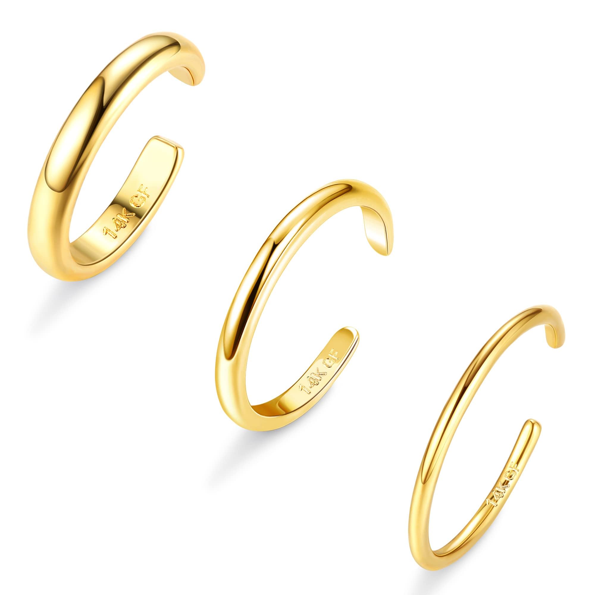 BESTEELToe Rings for Women Gold Trendy 14K Gold Filled Toe Rings Set Thin Band Beach Foot Jewelry for Summer Open Adjustable Toe Rings