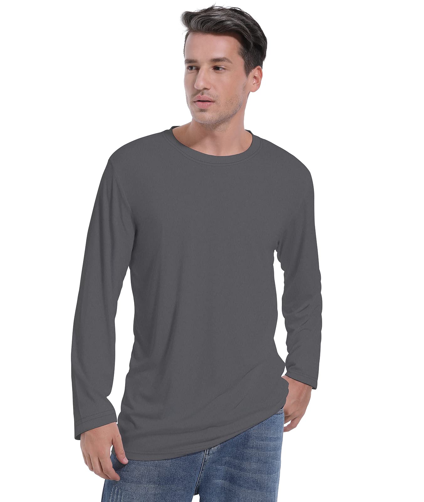 Dri-Tek Men's Iron Grey Big & Tall Long Sleeve Moisture Wicking Athletic T-Shirt, Xxxl Tall