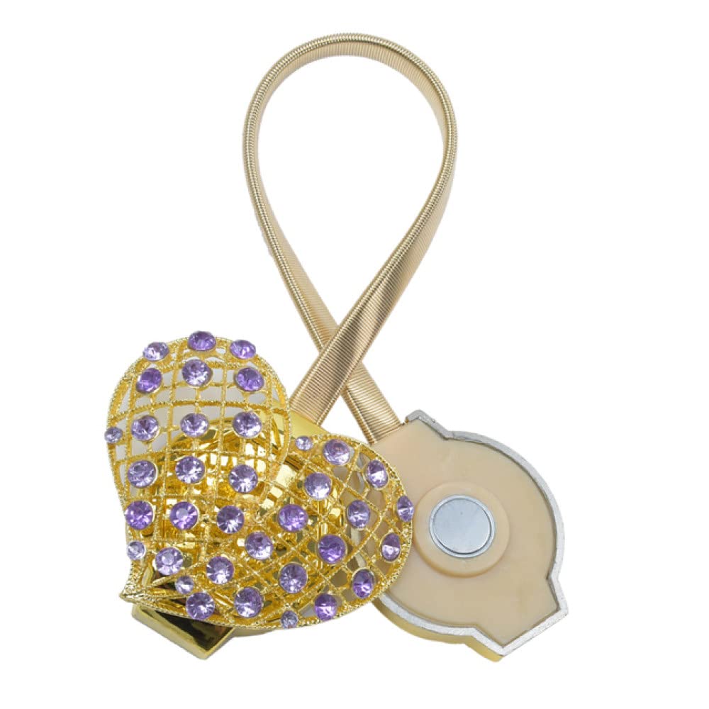 Embrasse de Rideau magnétique en Forme de cœur Scintillant, Boucle, Clip de retenue, Blanc (Violet)