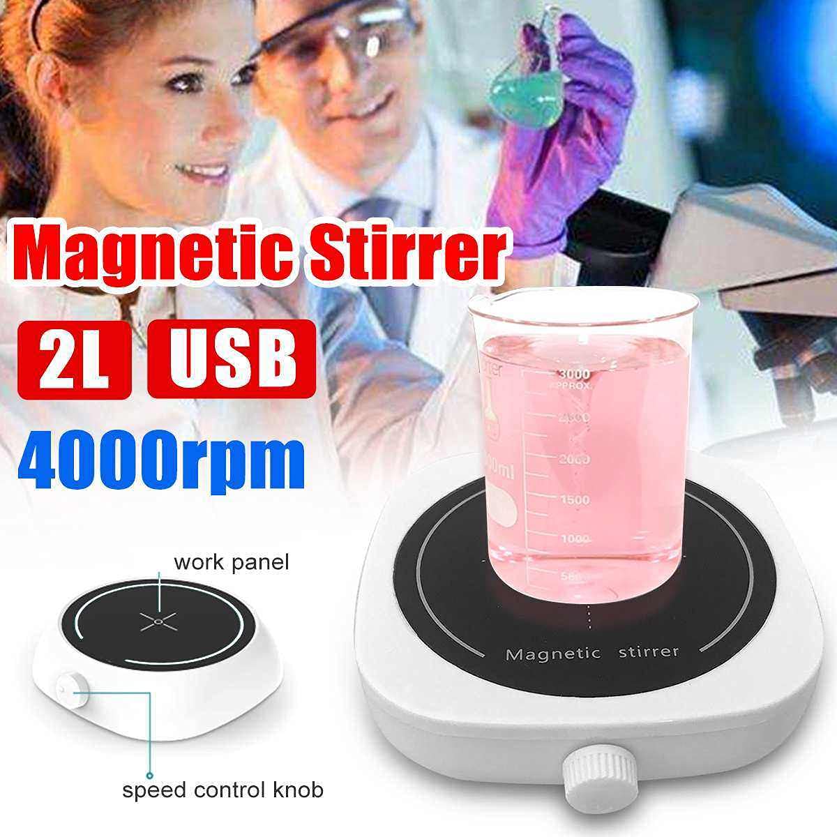 Agitador MagnéTico De Laboratorio, Mezclador Agitador MagnéTico Fuerte con Barra De AgitacióN Mini Mezclador Suministros De Laboratorio, 200-4000 RPM, Capacidad De AgitacióN De 2000 Ml