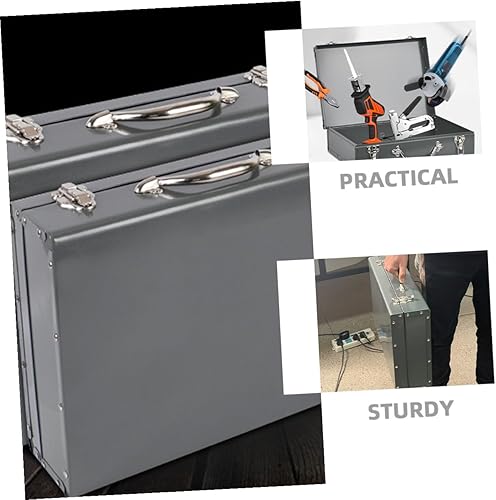 Miniatura 9 de Caja organizadora de herramientas de metal grueso, caja de herramientas pequeña portátil con asa, almacenamiento ligero para manualidades,