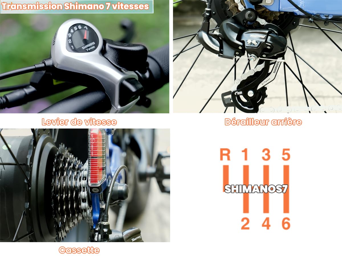 Vélo Électrique en Aluminium Rover 26Pouces, 250W 25 km/h 52V 16Ah 811Wh 101 km, Suspension intégrale, Freins à Disque Hydrauliques