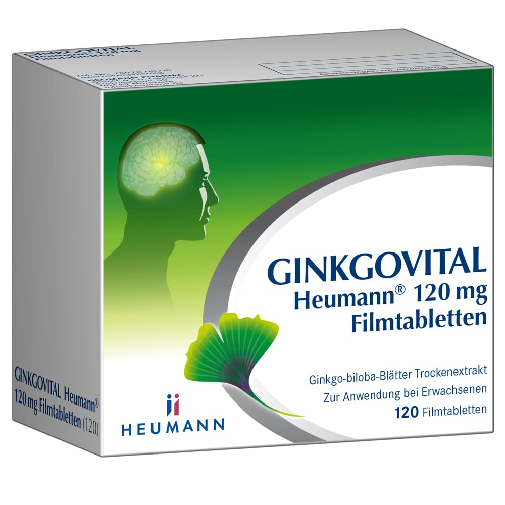 GINKGOVITAL Heumann 120 mg Filmtabletten, Ginkgo-biloba, 120 St. | Trockenextrakt aus Ginkgo-biloba-Blättern, stärkt Gedächtnis & Konzentration, verbessert die Durchblutung*