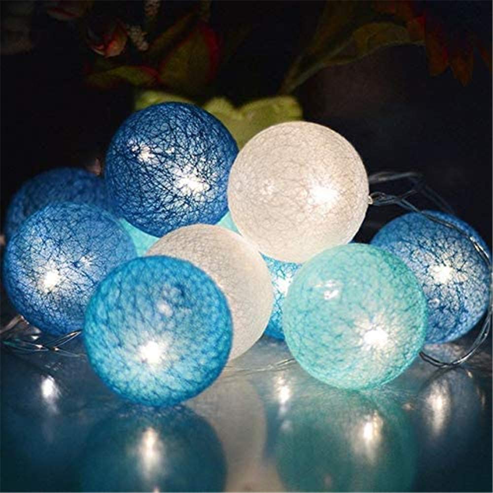 Cotton Ball LED Fairy Lights, Treer Upgraded Indoor Decoration Battery Powered 8 Mode Warm White String Night Light Enough to Decor Party/Indoor/Wedding/Festival (Navy Blue,5m/50LED)