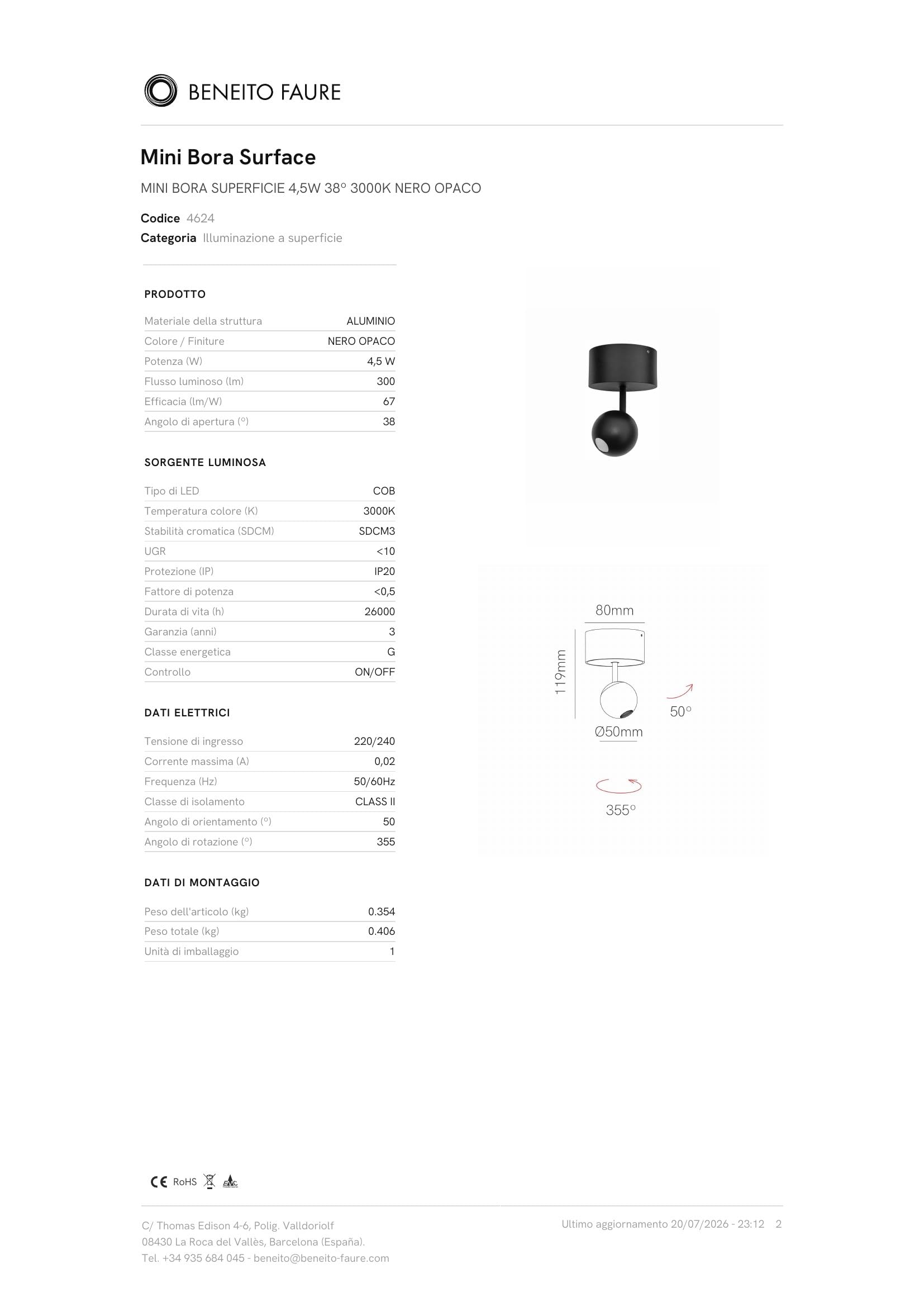 Lampa LED dekoracyjna powierzchnia 4,5wBeneito Faure BORA FLORON 4624 czarny 3000K