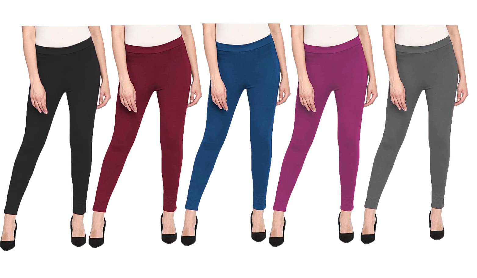 brand flex Women Lounge Wear Pants Free Size, Combo Workout Track Pant, Stretchable Plain Jeggings, Lounge Wear for Girls & Women (Free Size 28-34 inch Waist)(5 Pack)-picture-38
