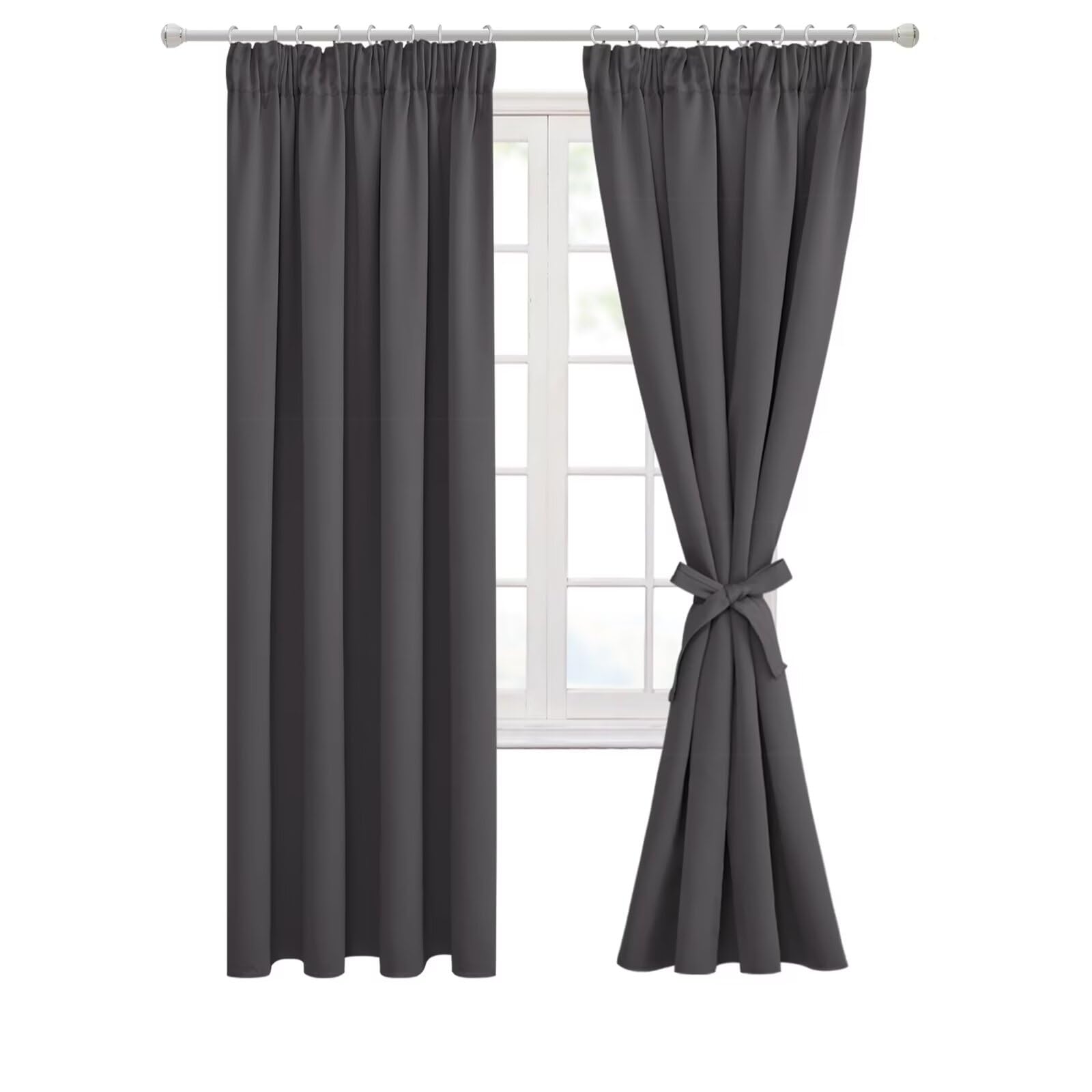 Hiasan Pencil Pleat Blackout Thermal Insulated Curtains, Bedroom and Living Room with Tiebacks