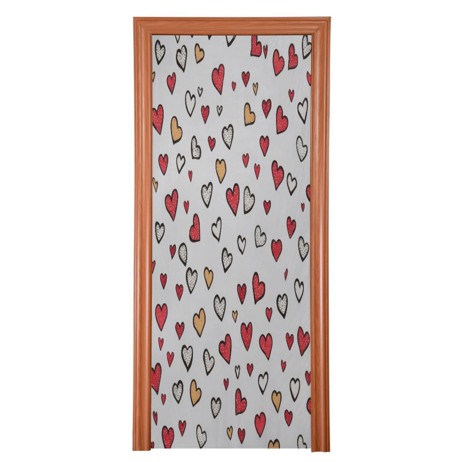 FLildon Doodle Style Hearts Valentines Day Door Cover Decoration, Party Accessory Porch Decor for Festive Ornament Room Door Covers 36 x 98 Inch