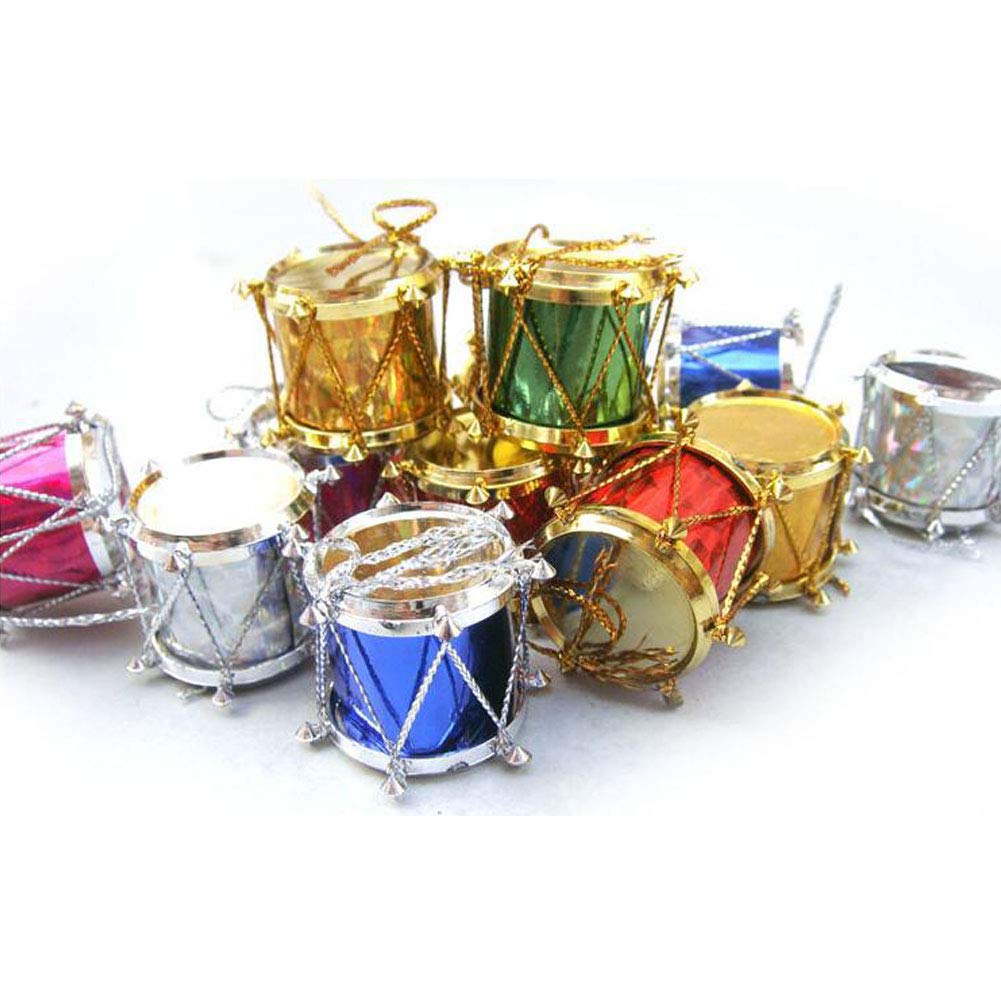 ZYCX123 6Pcs-Mini Drum Christmas Tree Ornaments Decor Christmas Party Decorative Pendant (5 cm-Random Color)
