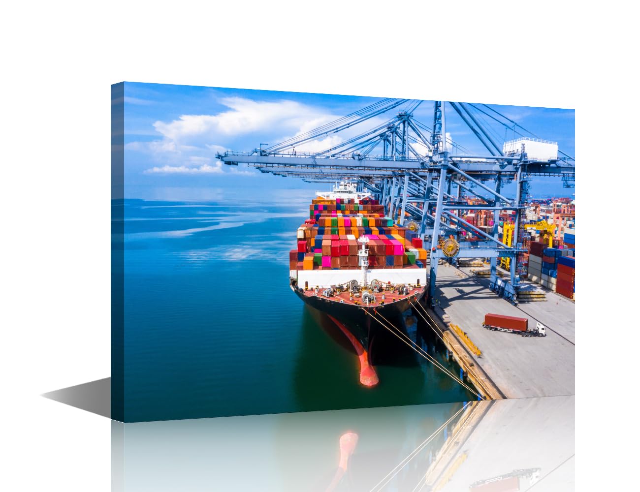 Bedroom Wall Decor 1 Panel Transportation of International by Container Cargo Ship in the Open Sea Pictures Print on Canvas for Living Room Bedrooms Wall Decorations, 18" Wx12 H