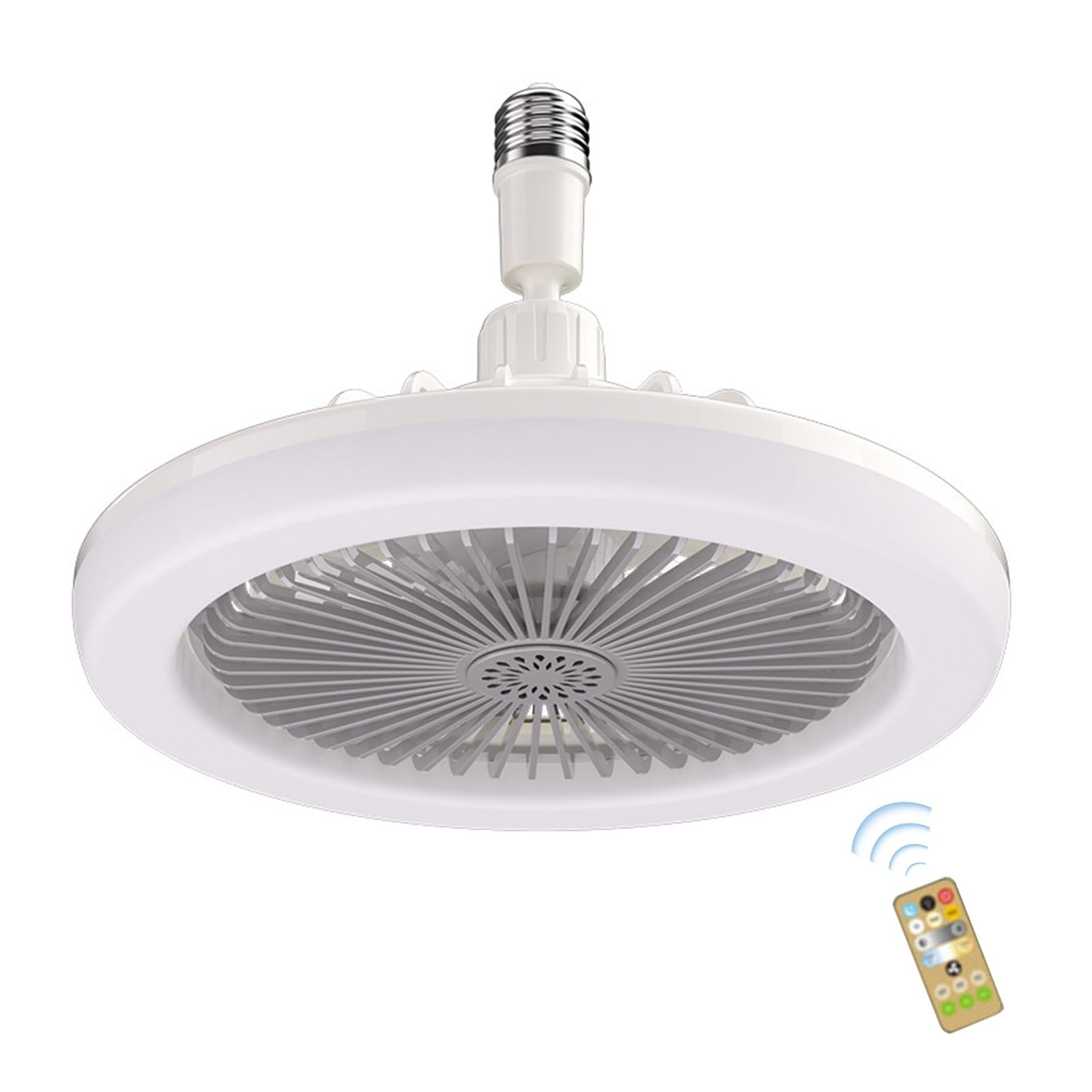 TRDEWR Ceiling Fan Light Electric Fan Light E27 Lamp Holder 360 Head Shaking Dimmable 3-Speed Wind for Home Children Room Good Light and Shadow Effects(Grey)