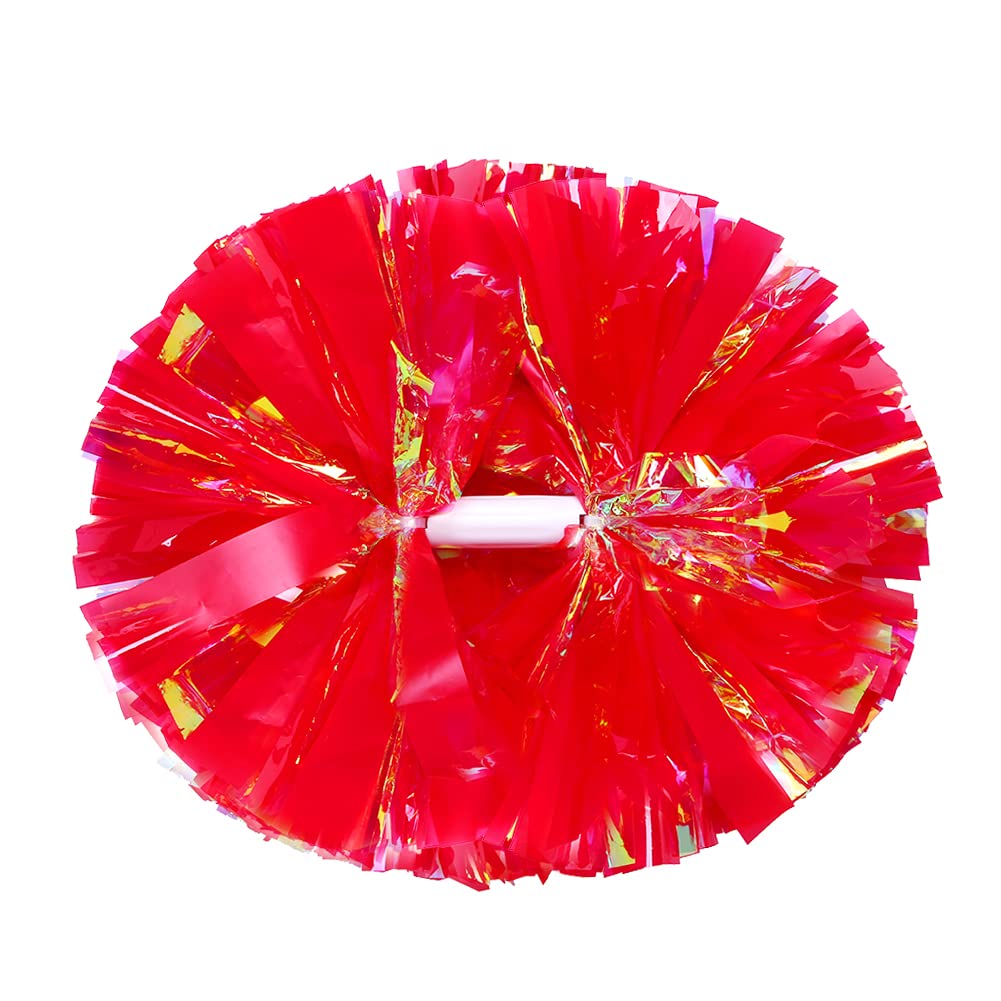 Hooshing Set of 2 Matt Cheer Pom Poms with Baton Plastic Handle for Sports Cheering Dance Team Spirit Kids Adults