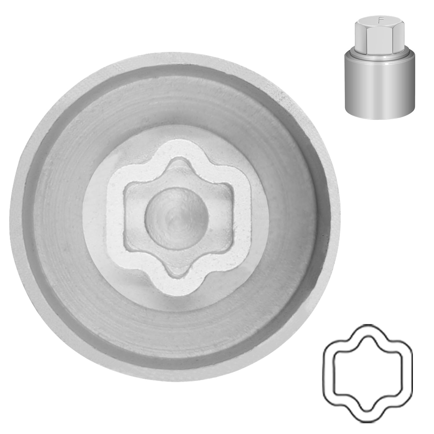 JEUCLEL Type F Wheel Locking Nut Key Compatible with Land Rover Range Rover Evoque Freelander Velar, Wheel Lock Lug nut Adapter, Car Anti Theft Screw Nut Removal Key Socket, Remover Repair Tool