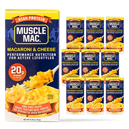 Muscle Mac High Protein Macaroni & Cheese Dinner with Real Cheese, 20g of protein, 6.75 oz (Pack of 10)