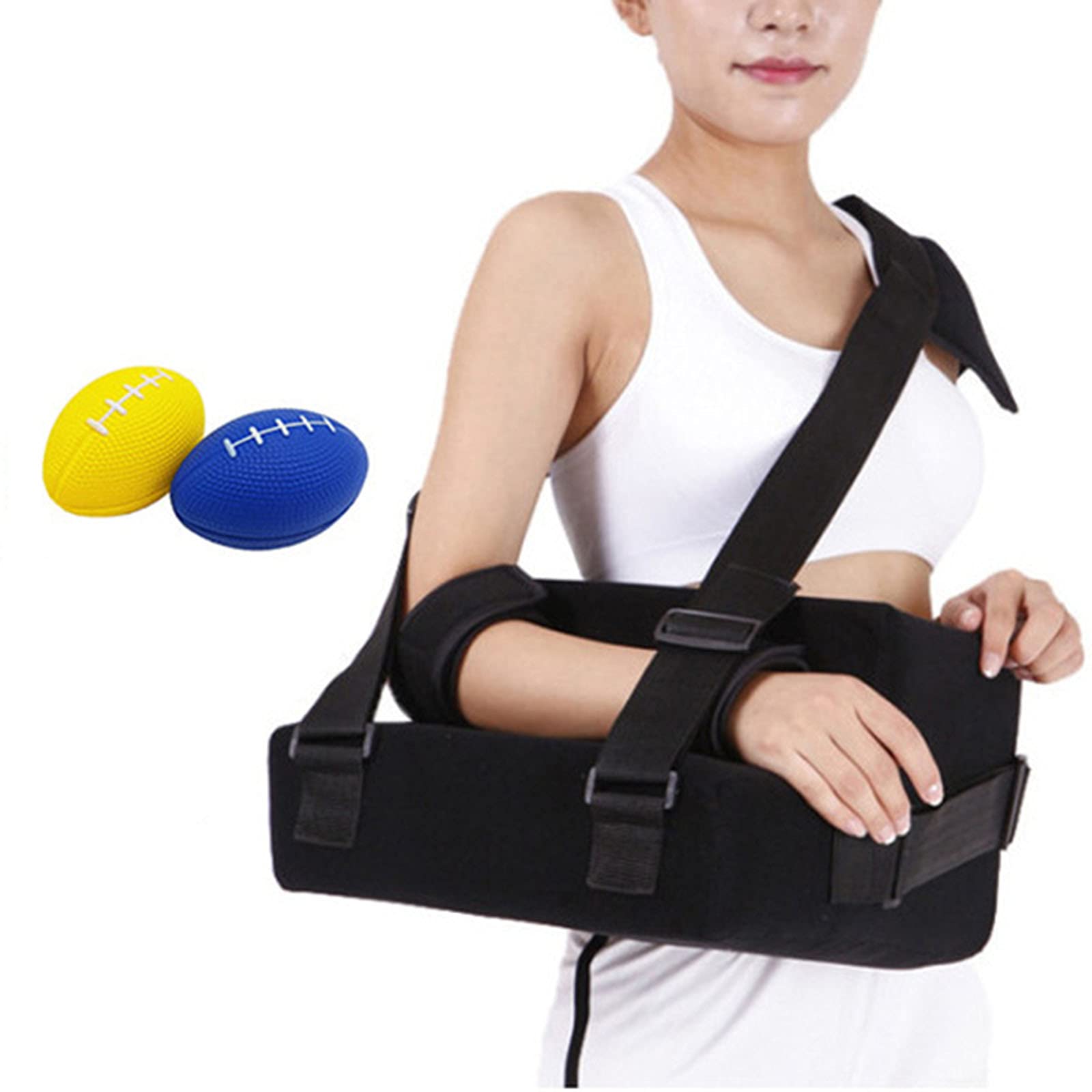 Soporte de Hombro con Cabestrillo Ajustable para el Brazo con Vendaje, Soporte cómodo y Transpirable para húmero dislocado, Hombro dislocado con Almohadilla Lumbar y Bola de Agarre,Right
