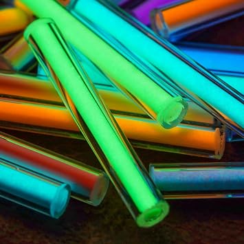 GB1 Glass Luminous Tube, Rare Earth Luminous Stick, Glow Bar in the Dark Tril Vial Alternative, DIY for EDC Accessories Decoration 1.56mm, 1pc Ice-blue +1pc Sky-blue + 2pcs Green