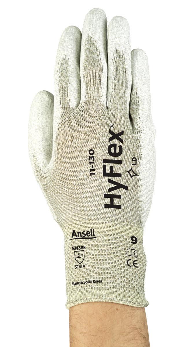 Ansell HyFlex 11-130 Mehrzweckhandschuhe, Mechanikschutz, Grau, Größe 10 (12 Paar)