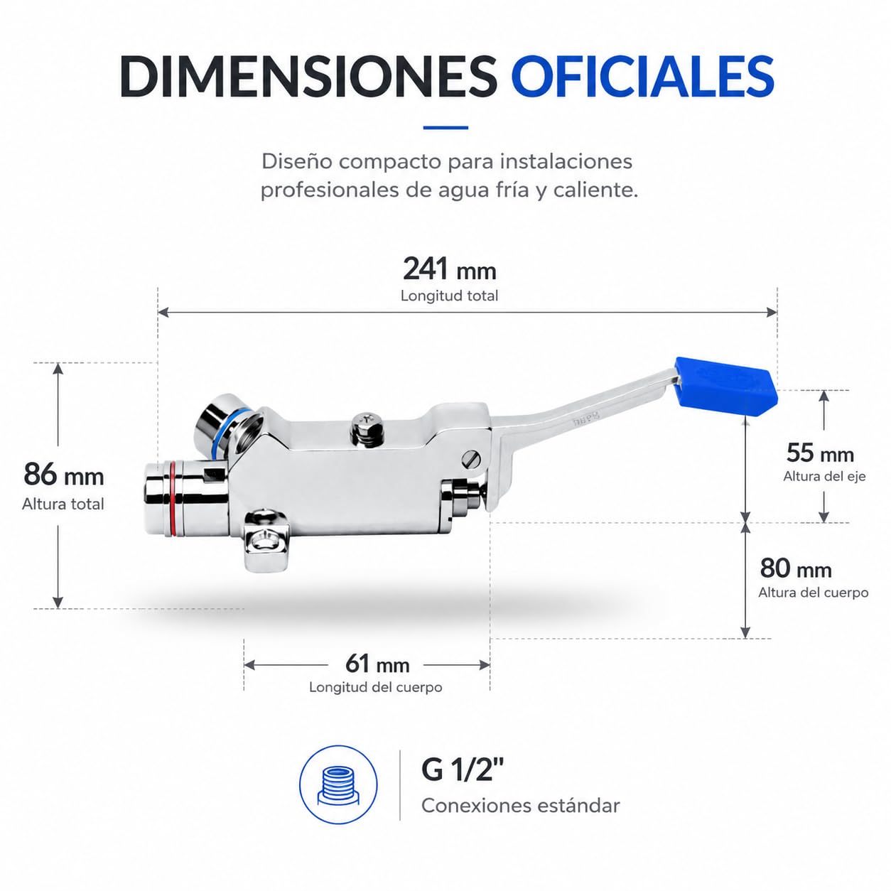 Genebre Válvula Mezcladora a Pedal con Retención Agua Fría y Caliente | Permite controlar el caudal y la temperatura con el pie, mejorando la higiene y la comodidad en instalaciones profesionales.