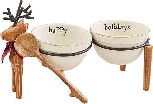 Mud Pie Metal Deer Double Dip, ensamblado 5 34" x 10"  cuchara 5 12", marrón