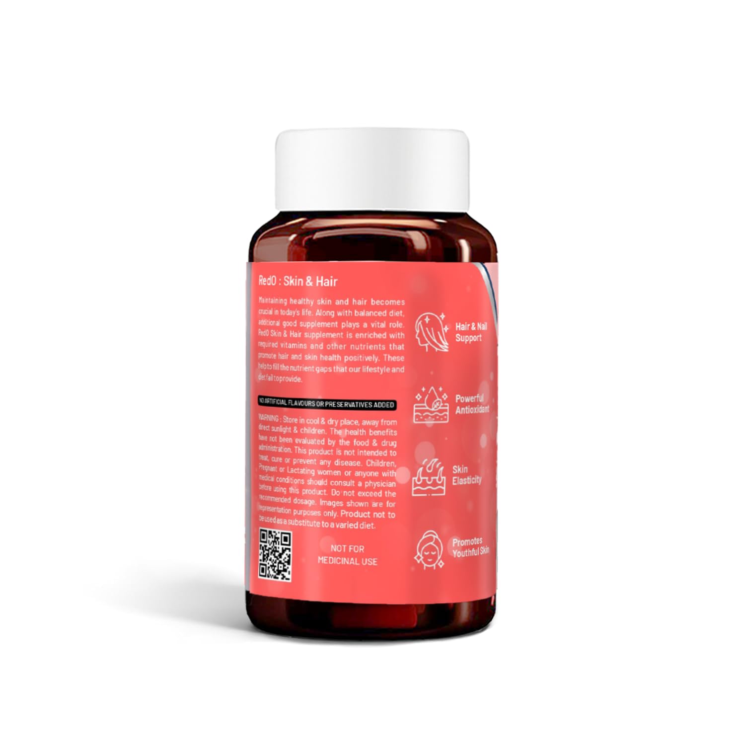 redO Skin & Hair With Glutathione, Collagen, Vitamins C, B3, B5 & Biotin Pack of 30 For 30 Days | Supports Radiant Skin, Strong Hair & Nails | Vegetarian Tablets - Image 5 thumbnail