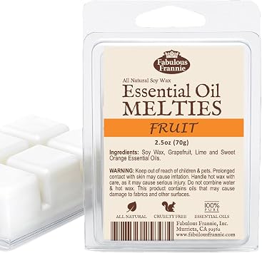 Fabulous Frannie Fruit 2.5oz of 100% Natural Soy Candle Meltie/Tart/Melts with Pure Grapefruit, Lime & Orange Essential Oils