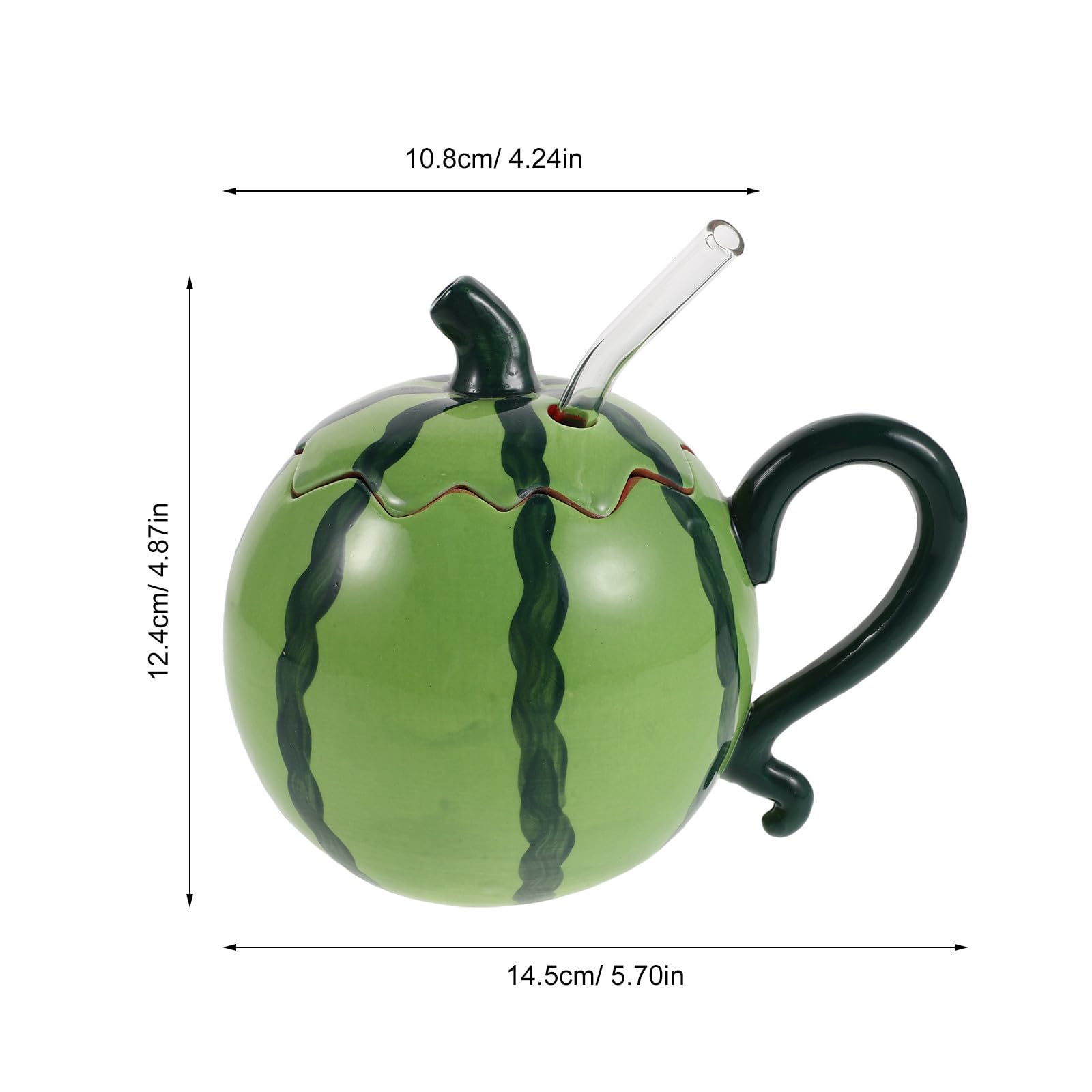 VALICLUD Keramik Wassermelonenbecher mit Deckel und Strohhalm 500ml